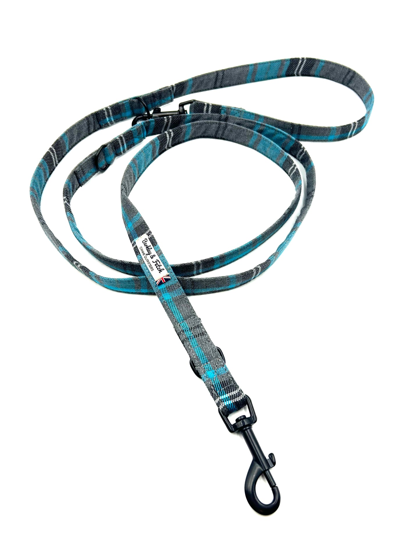 Turquoise and Grey Tartan Double End 2M Training Lead