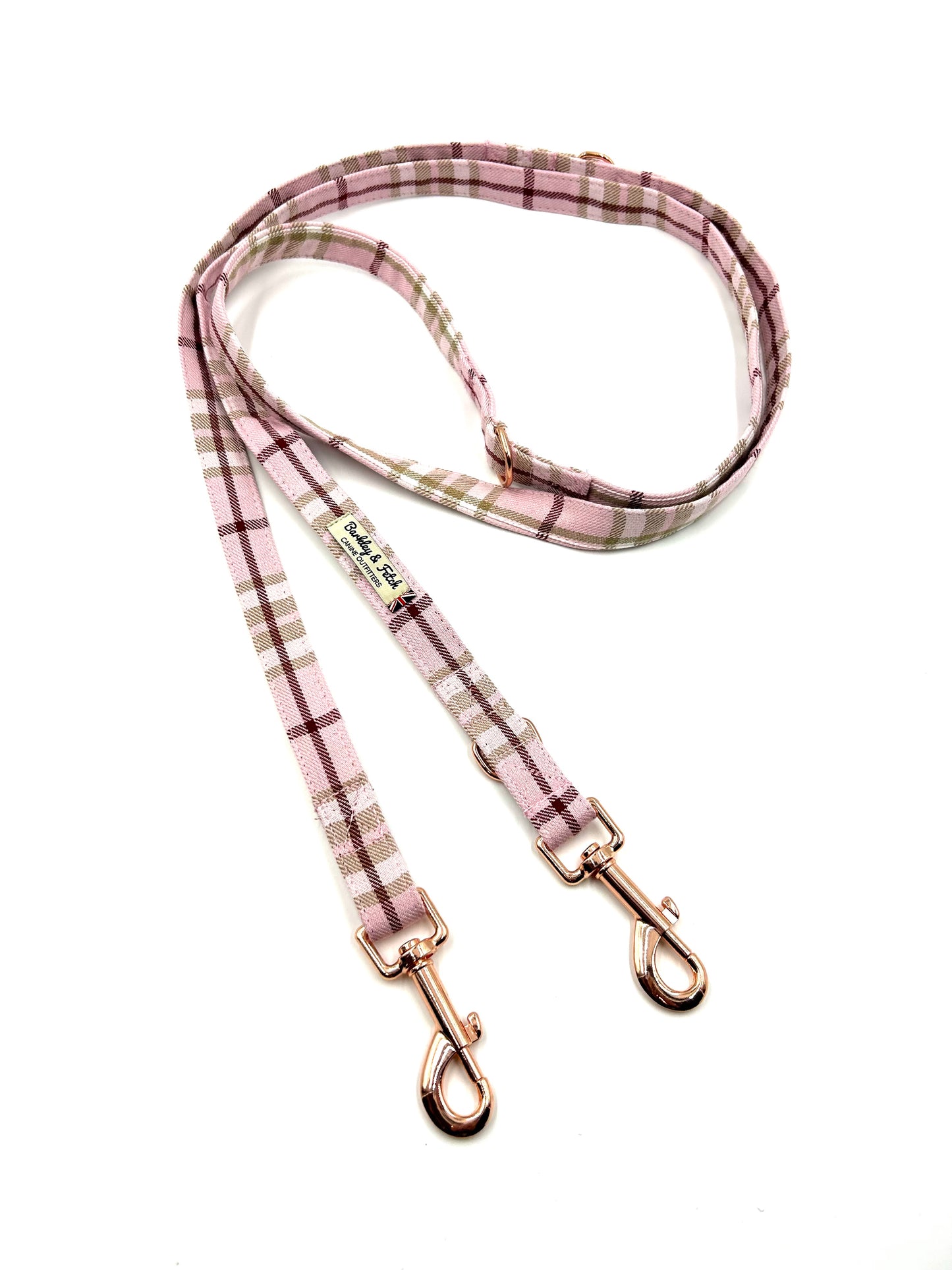 Pale Pink Tartan Double End 2M Training Lead