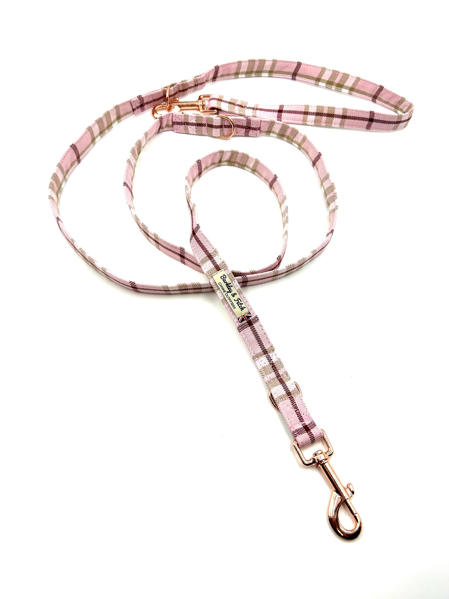 Pale Pink Tartan Double End 2M Training Lead