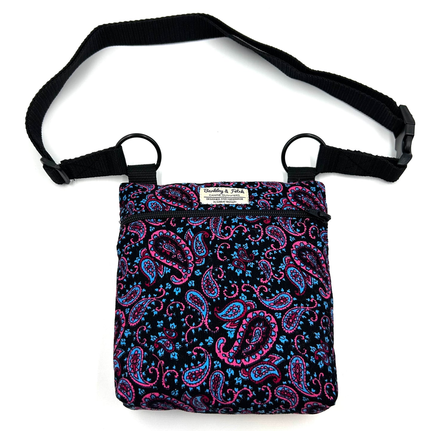 Blue Paisley Corduroy Dog Walk and Treat Bag