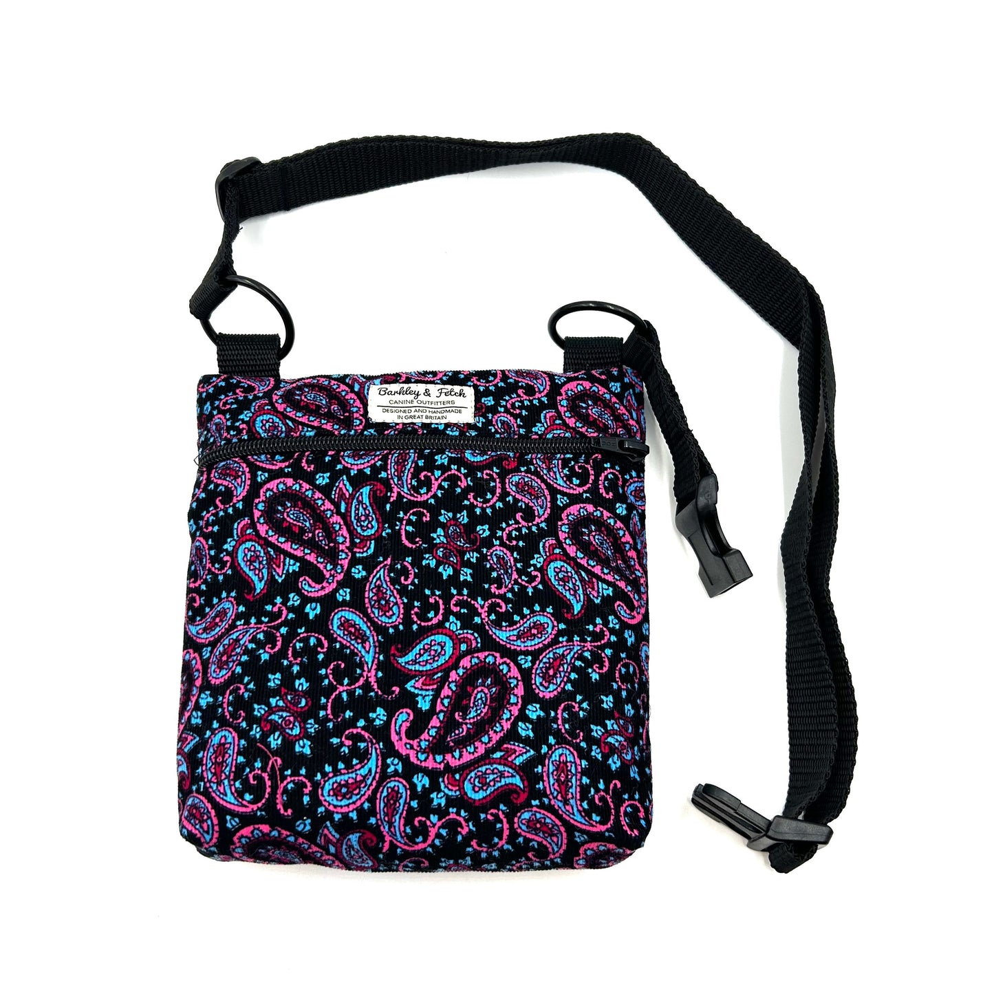 Blue Paisley Corduroy Dog Walk and Treat Bag