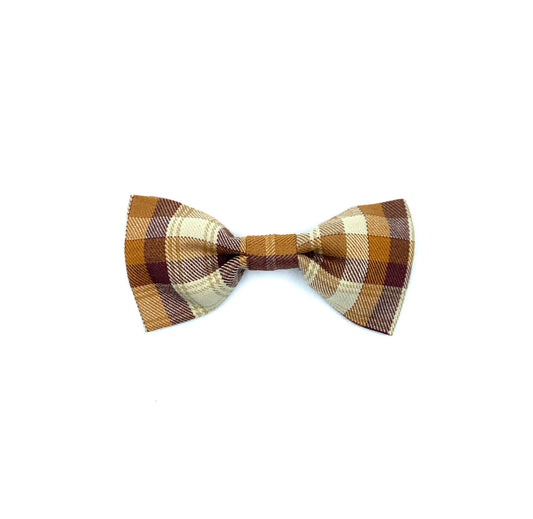 Gingerbread Check Dog Bowtie
