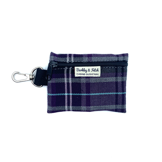 Purple/Grey Tartan Poo Bag Holder