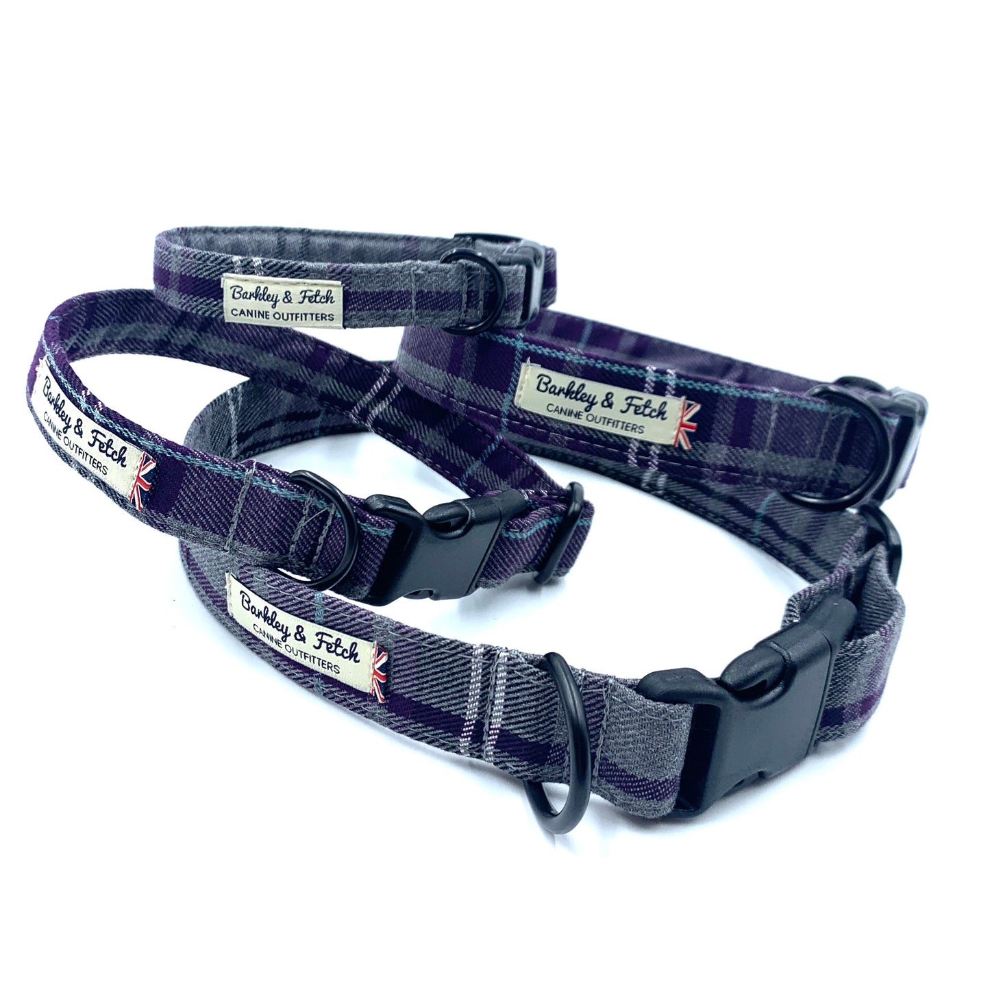 Purple/Grey Tartan Dog Collar
