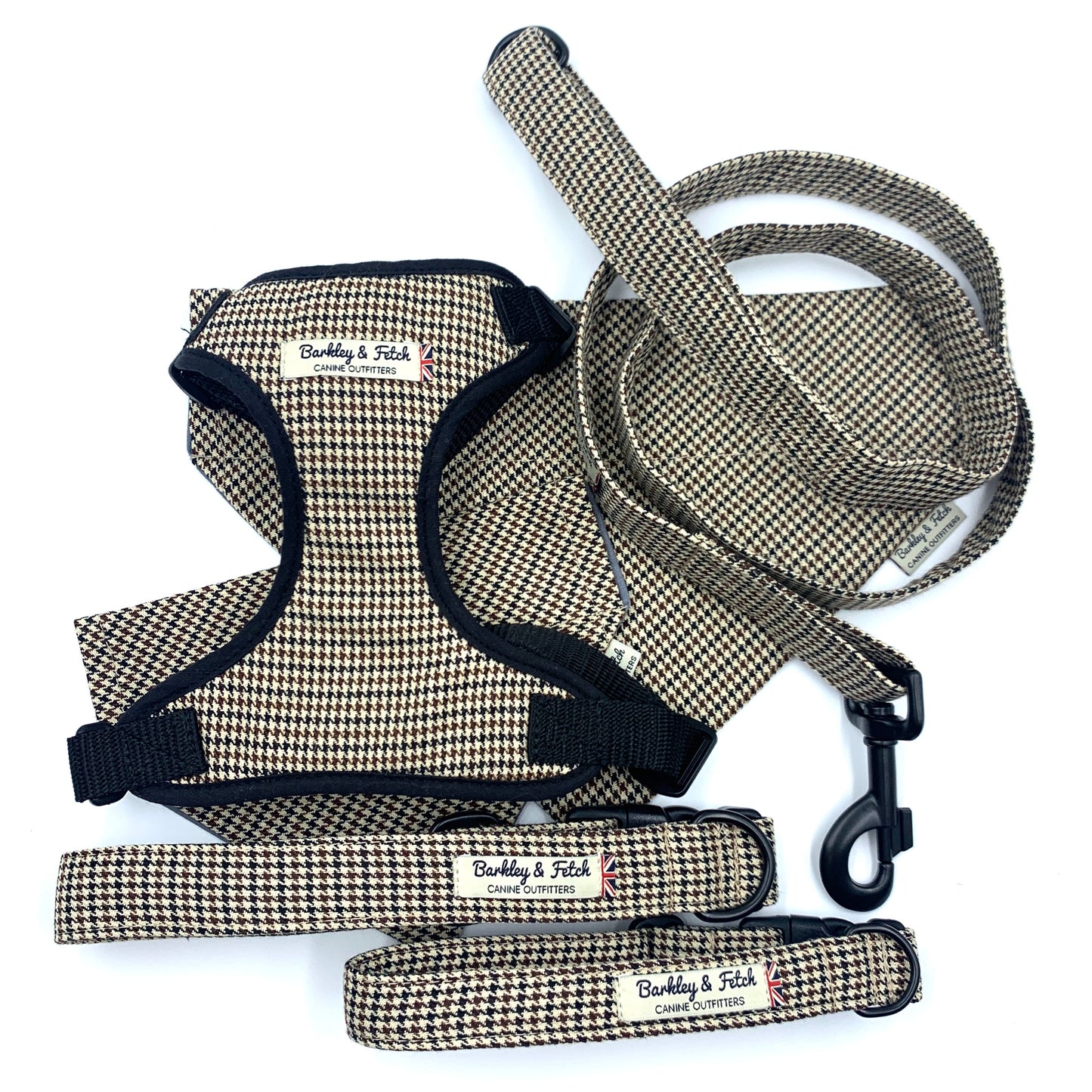 Stone Dogtooth Check Fabric Harness