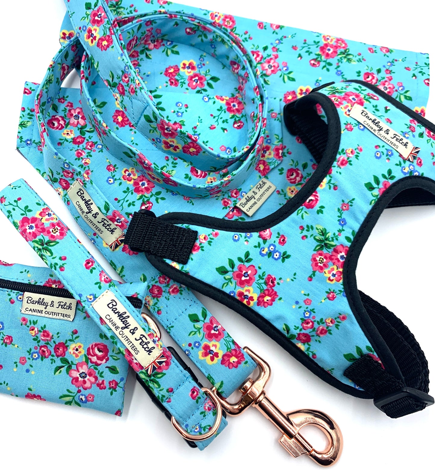 Blue Ditsy Floral Dog Lead