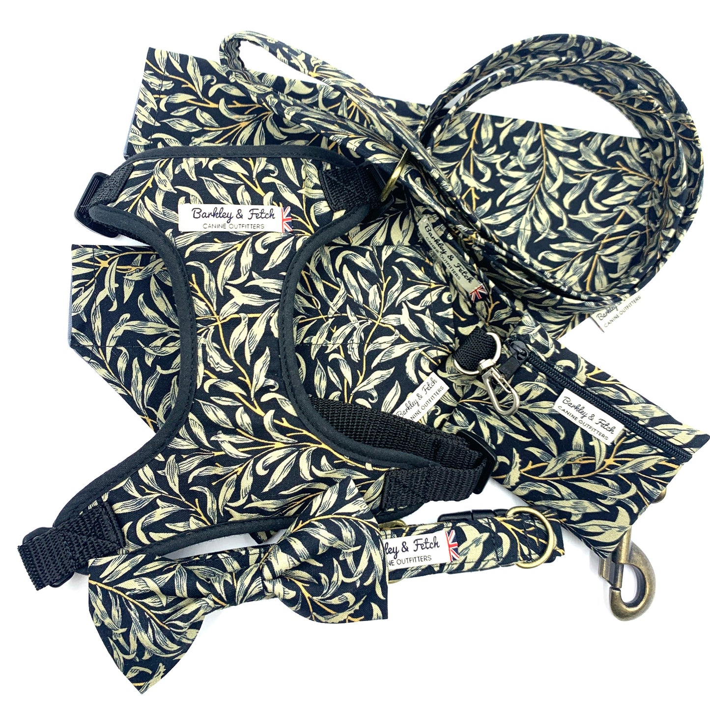 Black Willow Print Dog Collar