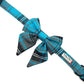 Turquoise and Grey Check Dog Sailor Bow