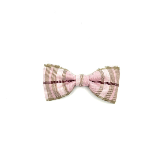 Pale Pink Tartan Dog Bow Tie