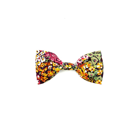 Orange Ditsy Floral Print Dog Bow