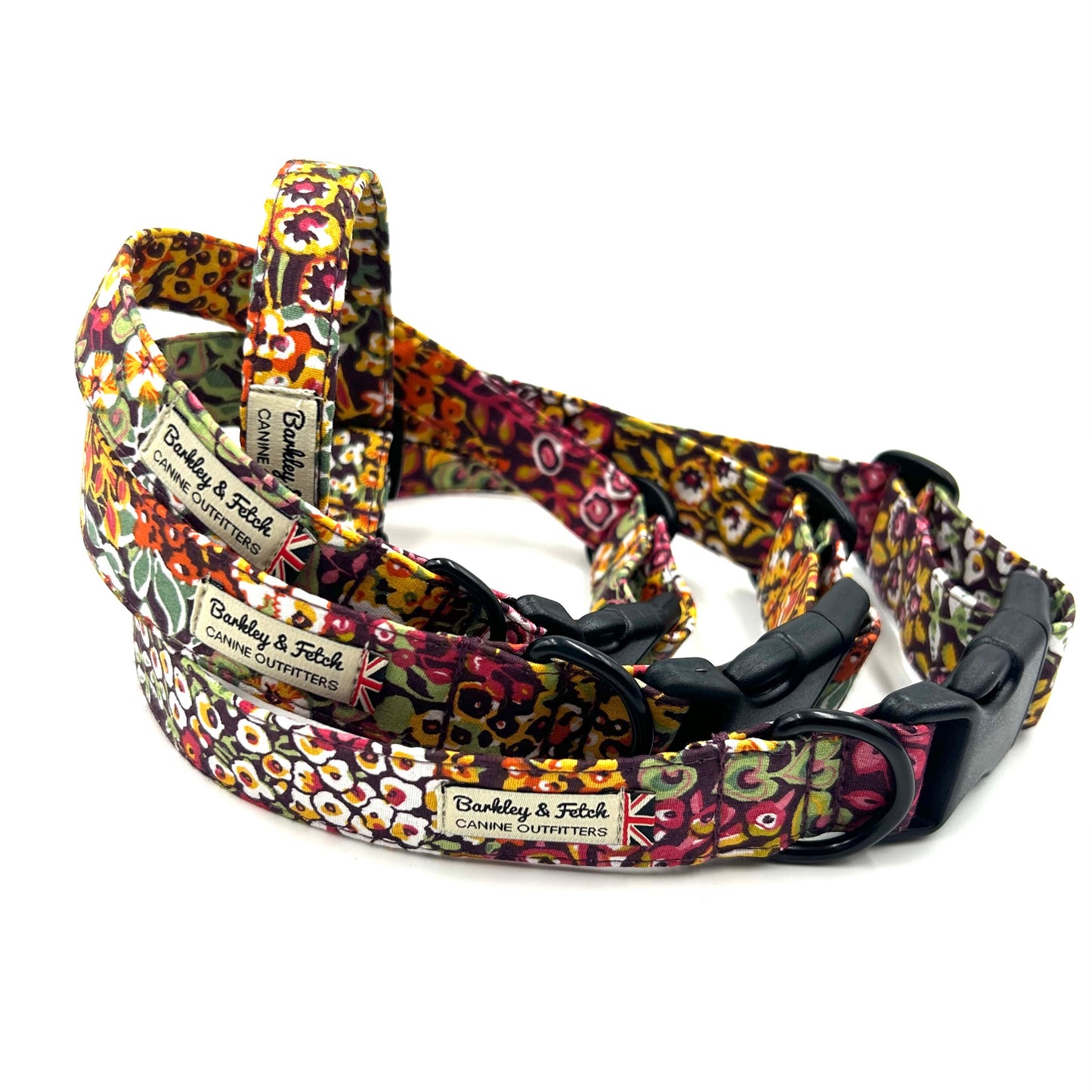 Orange Ditsy Floral Print Dog Collar