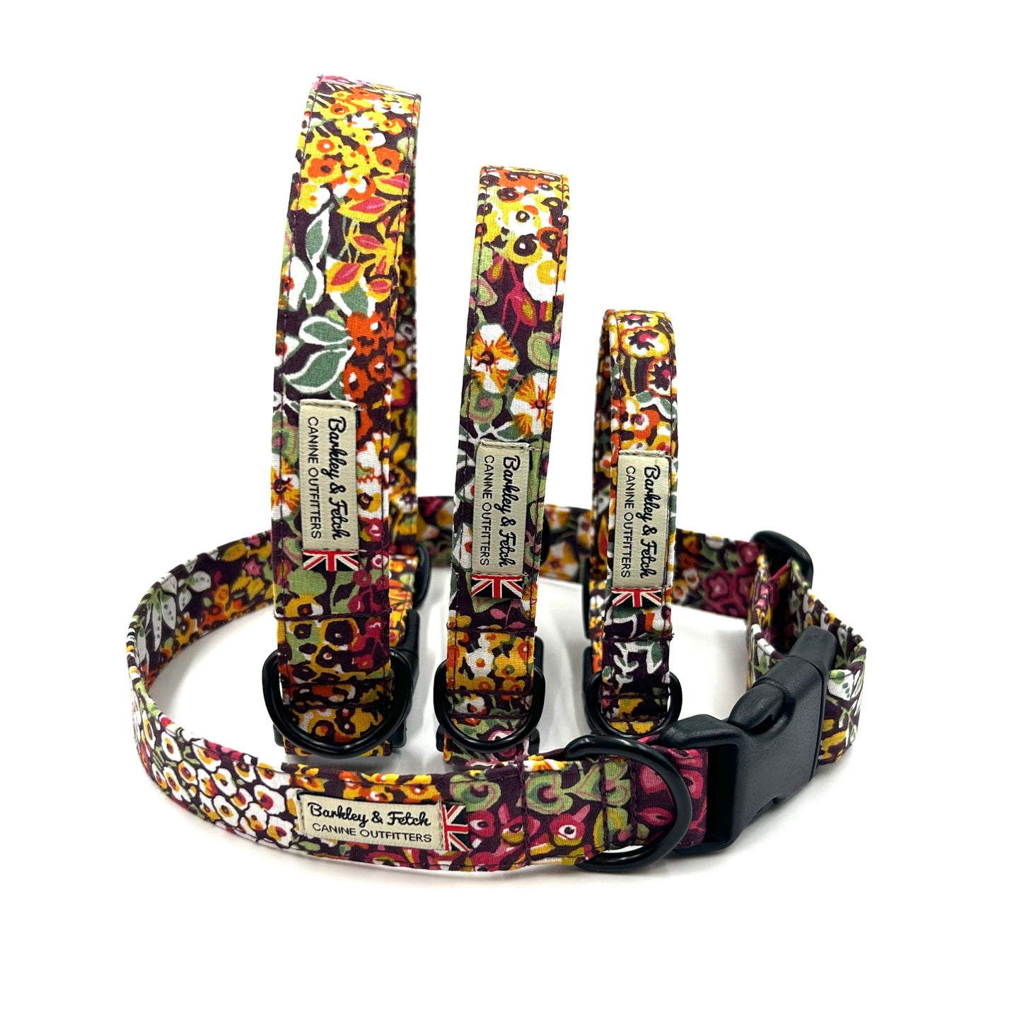 Orange Ditsy Floral Print Dog Collar