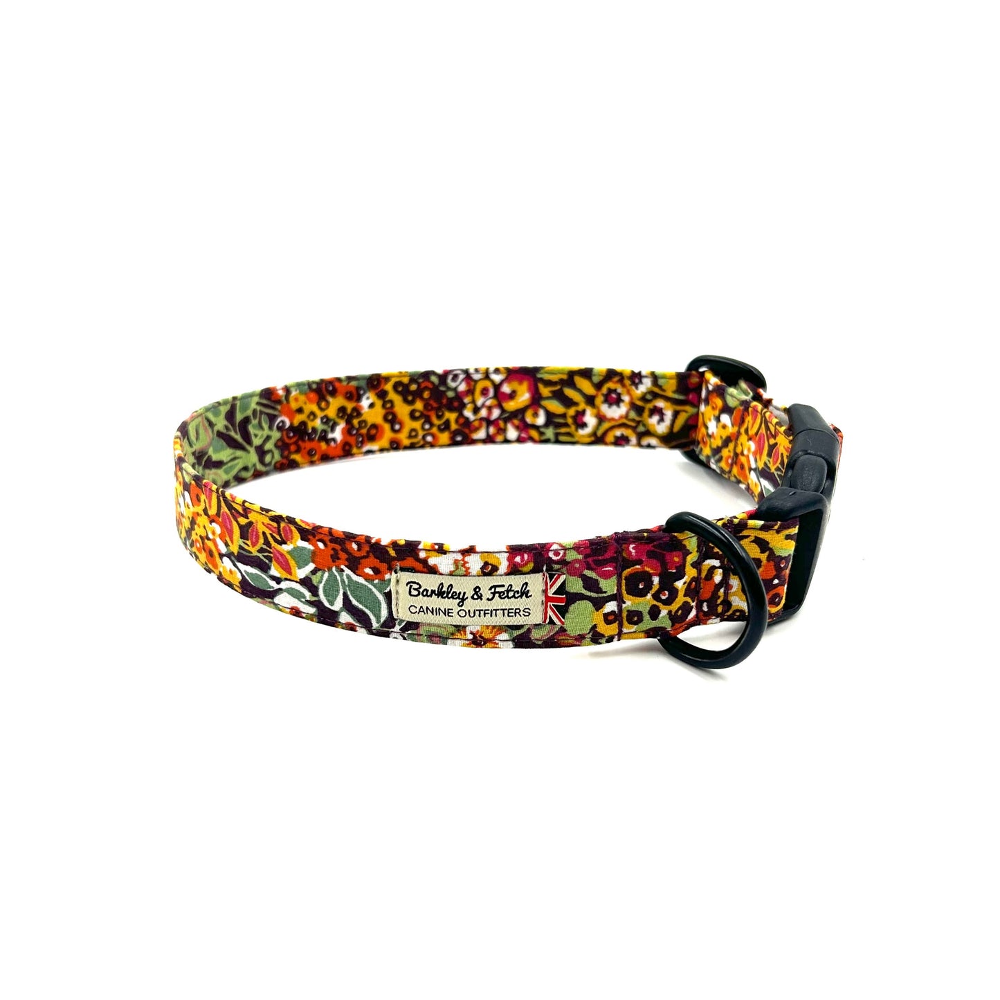 Orange Ditsy Floral Print Dog Collar