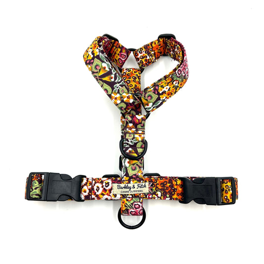 Orange Ditsy Floral Print Strap Harness