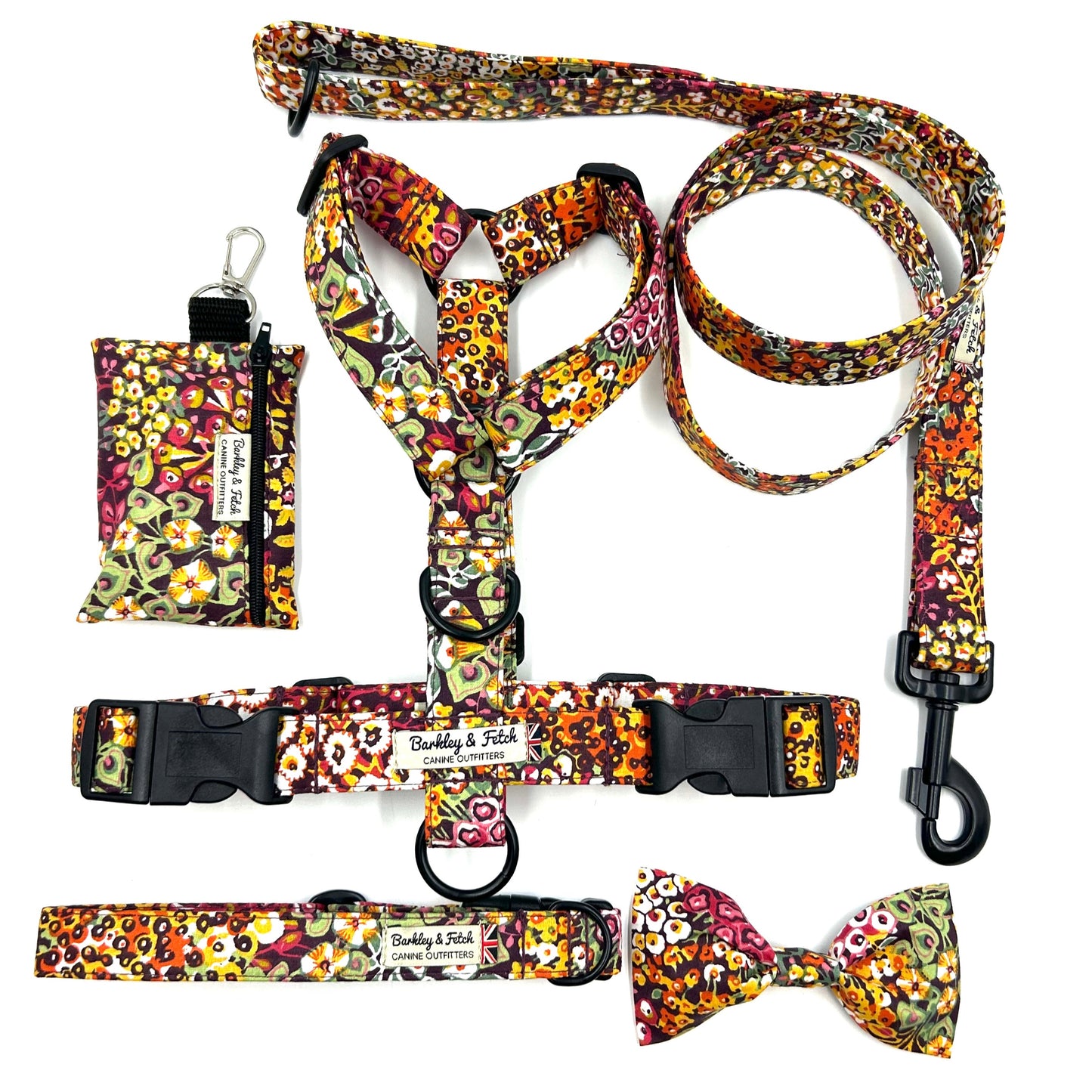 Orange Ditsy Floral Print Poo Bag Holder