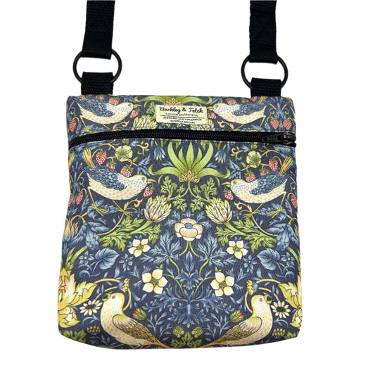Navy Strawberry Thief Dog Walk and Treat Bag