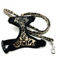 Classy leopard print soft harness with black trims and lead for cats