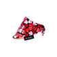 Beautiful handmade black with red and pink love hearts cat collar, bandana and bowtie