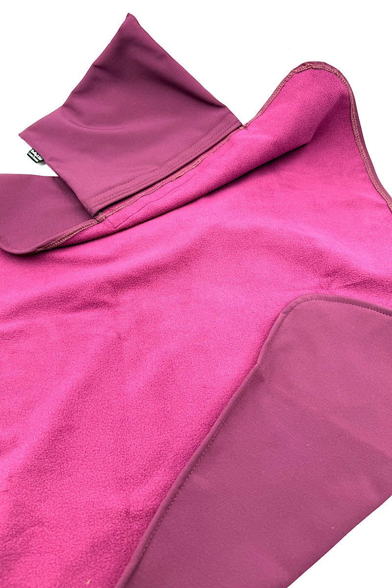 Wine coloured softshell settle mat unfolded on a white background handmade by Barkley and Fetch