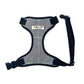 Stylish navy and white dogtooth check soft harness with black trims for dogs