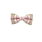 Handmade pale pink tartan dog bowtie with elastic loops at the back to thread through a collar