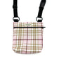 Stylish pale pink tartan shoulder bag for dog walking