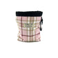 Beautifully made pale pink tartan treat bag with drawstring and attachable clip