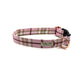 Plaid dog collar with visible brand label on a white background handmade by barkley and fetch uk