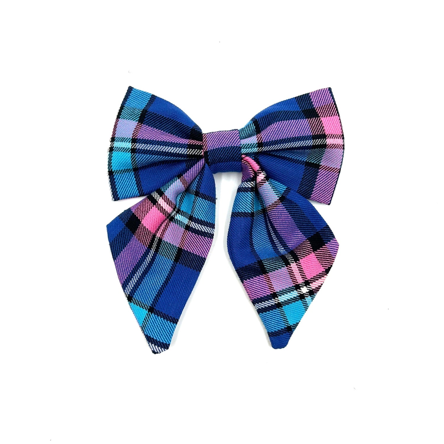 Beautiful handmade pink and blue check sailor bow made to attach to a dog collar