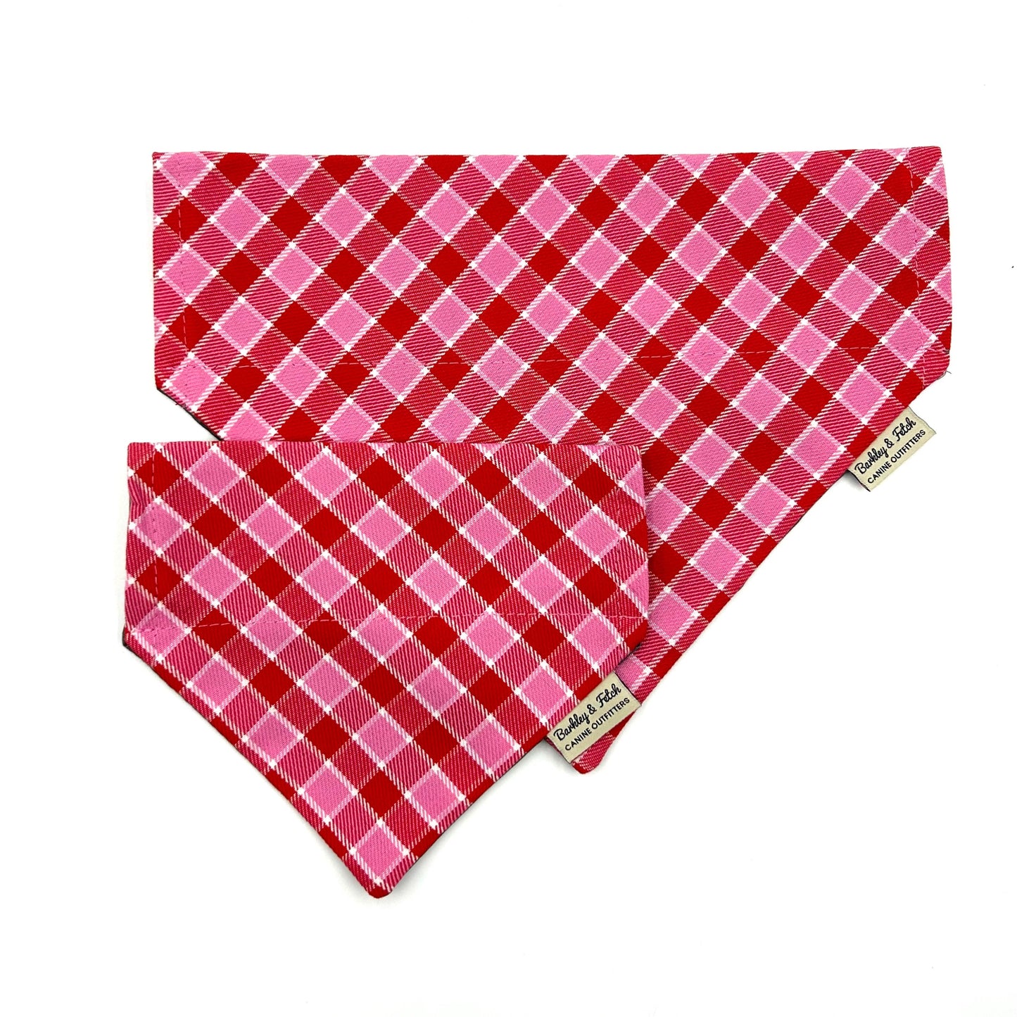 Pink Red Tartan Dog Bandana