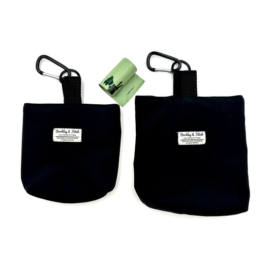 Handmade poo bag pouch with waterproof lining that can clip onto dog lead or dog walking bag