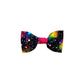 Stylish rainbow galaxy print dog bowtie with elastic loops at back to thread through a collar