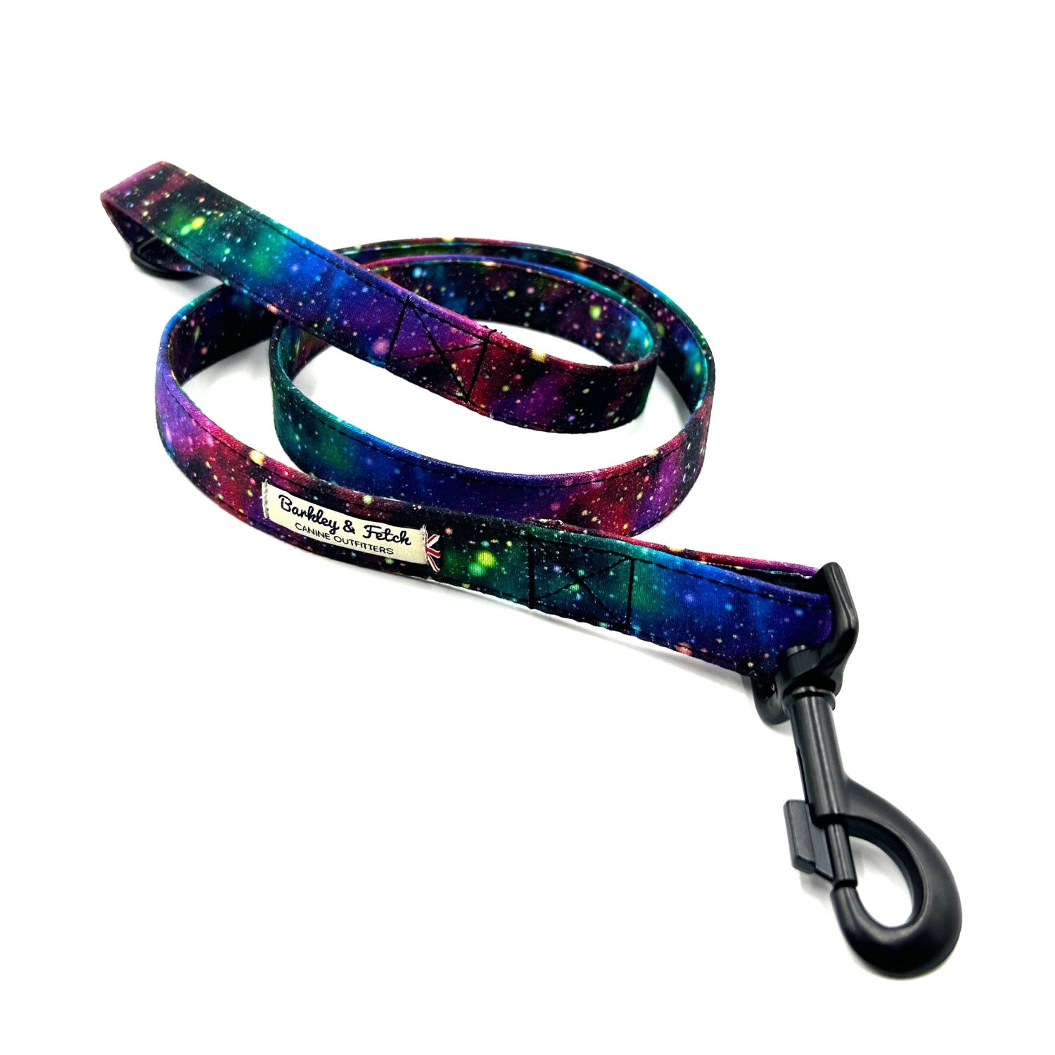 Handmade rainbow galaxy print dog lead