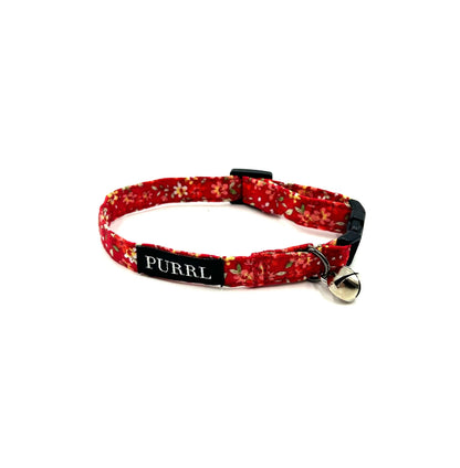 Cute set of red floral ditsy print cat collar, bowtie and bandana 