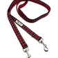 Handmade red tartan double ended dog training lead