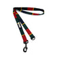 Colorful striped dog leash with a black clip on a white background HANDMADE IN UK BY BARKLEY AND FETCH