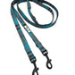 Stylish turquoise and grey tartan double ended dog training lead