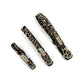 Leopard print dog collars on a white background