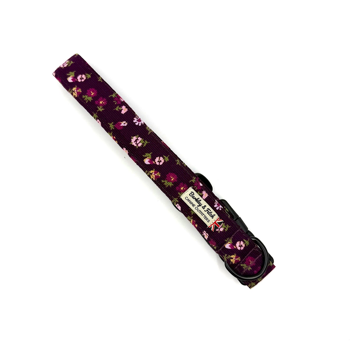 Floral-patterned dog collar on a white background
