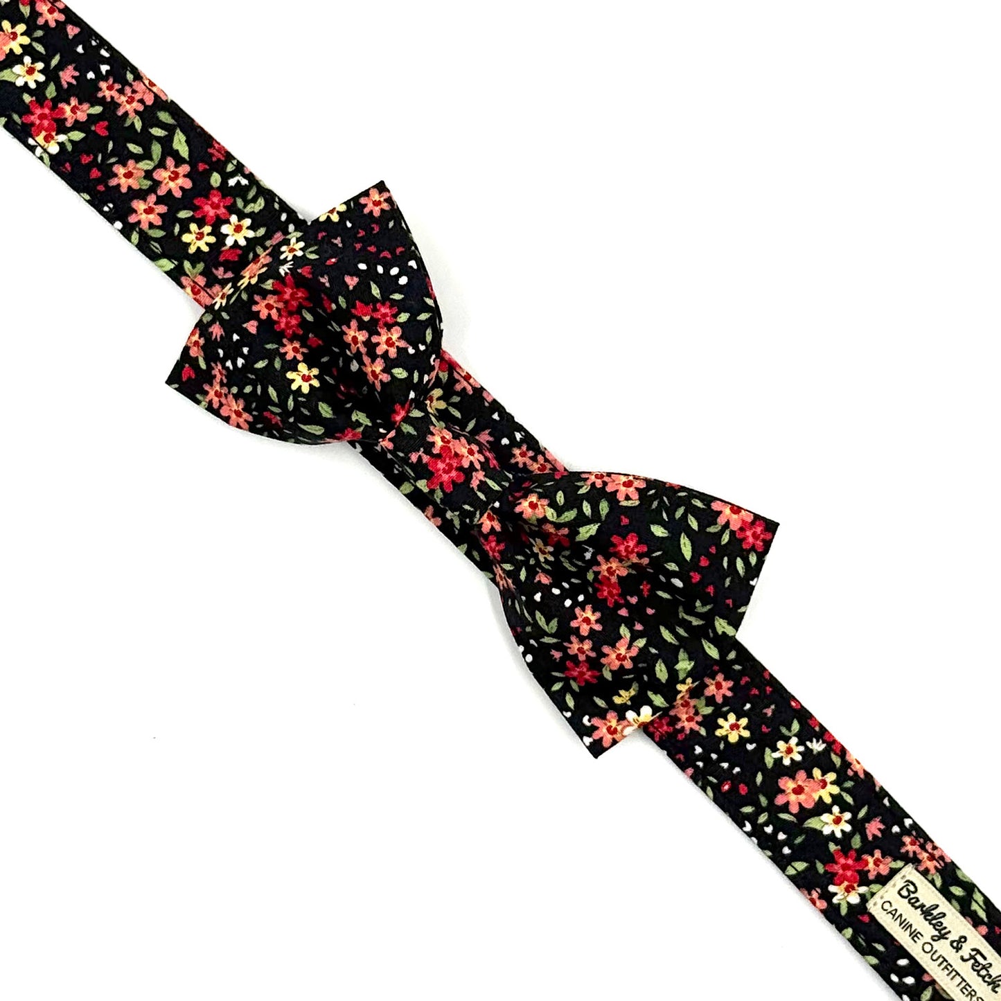 Black Ditsy Floral Print Dog Bow