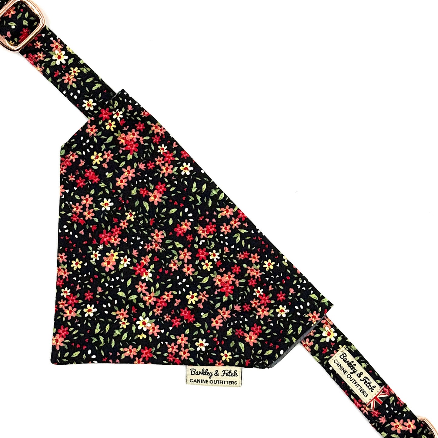 Black Ditsy Floral Print Dog Bandana