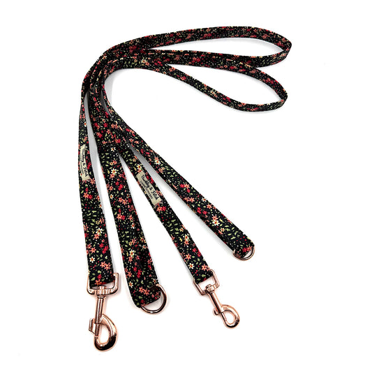 Black Ditsy Floral Print Dog Lead