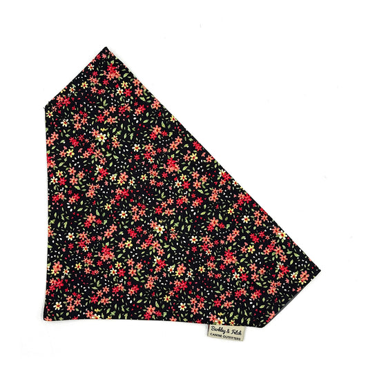 Black Ditsy Floral Print Dog Bandana
