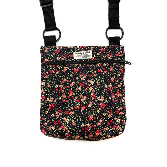 Black Ditsy Floral Dog Walk and Treat Bag