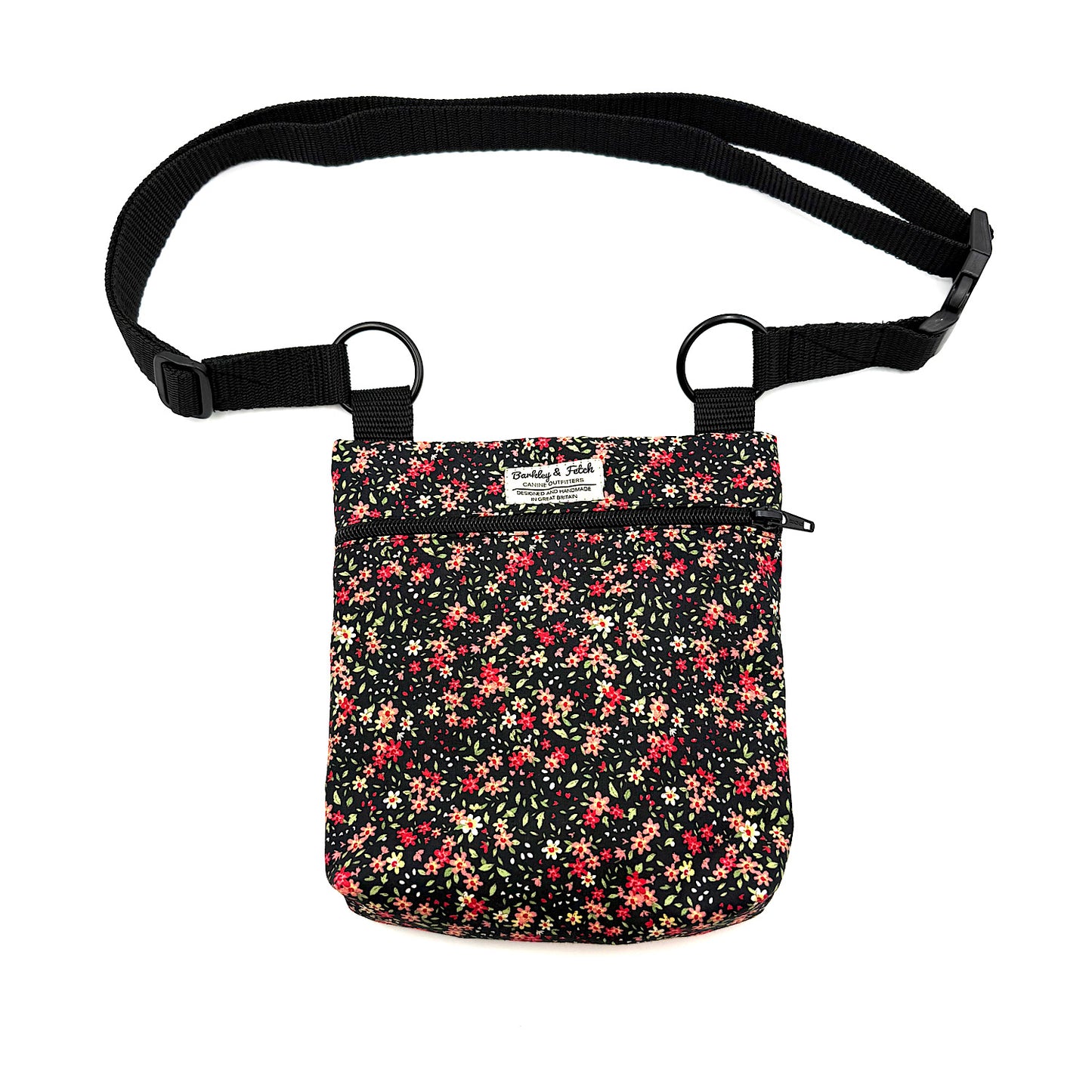 Black Ditsy Floral Dog Walk and Treat Bag