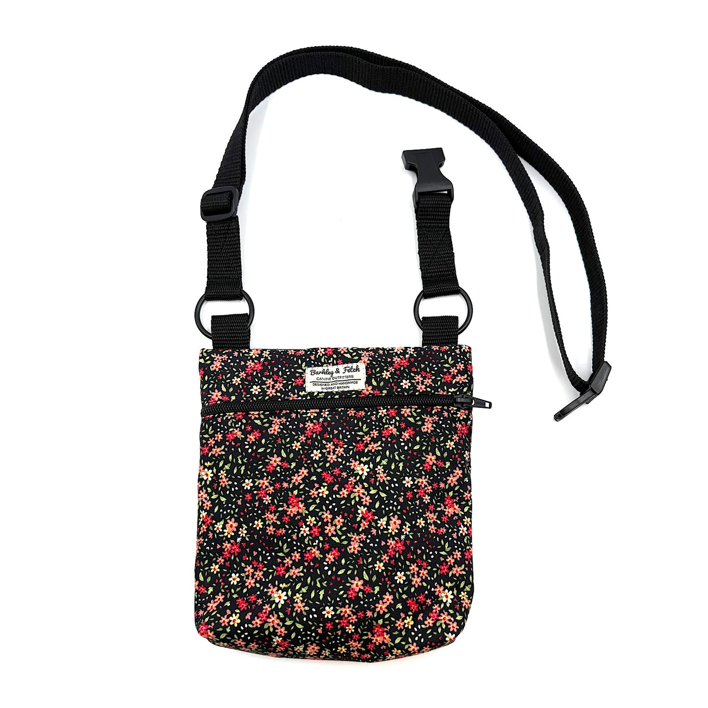 Black Ditsy Floral Dog Walk and Treat Bag