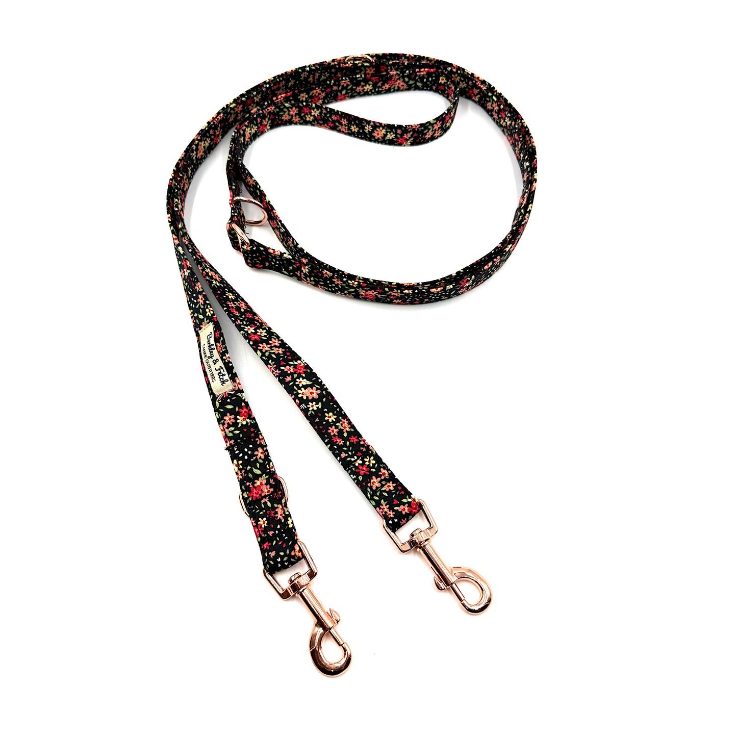 Black Ditsy Floral Double End 2M Training Lead