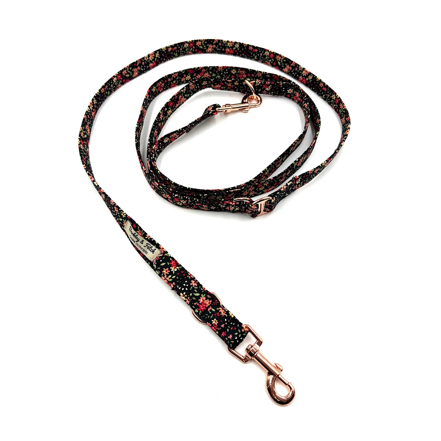 Black Ditsy Floral Double End 2M Training Lead