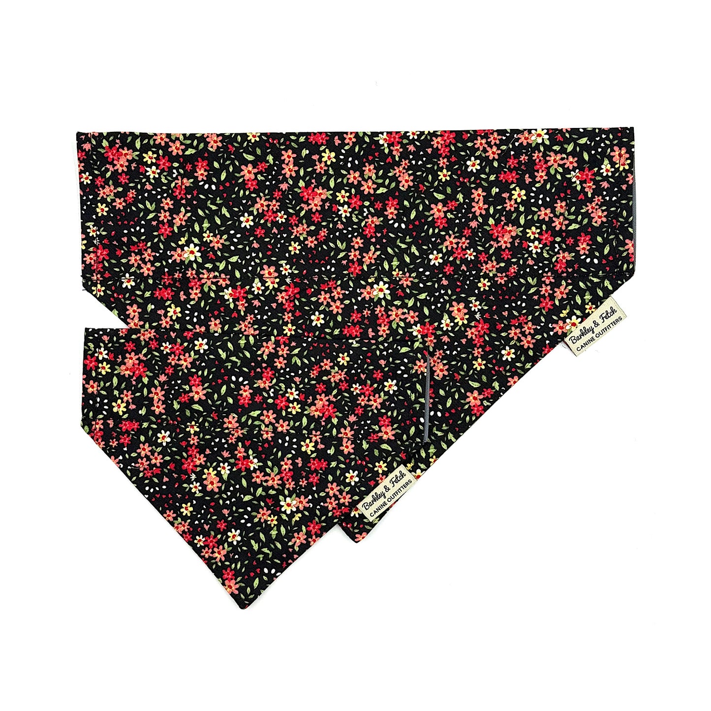Black Ditsy Floral Print Dog Bandana