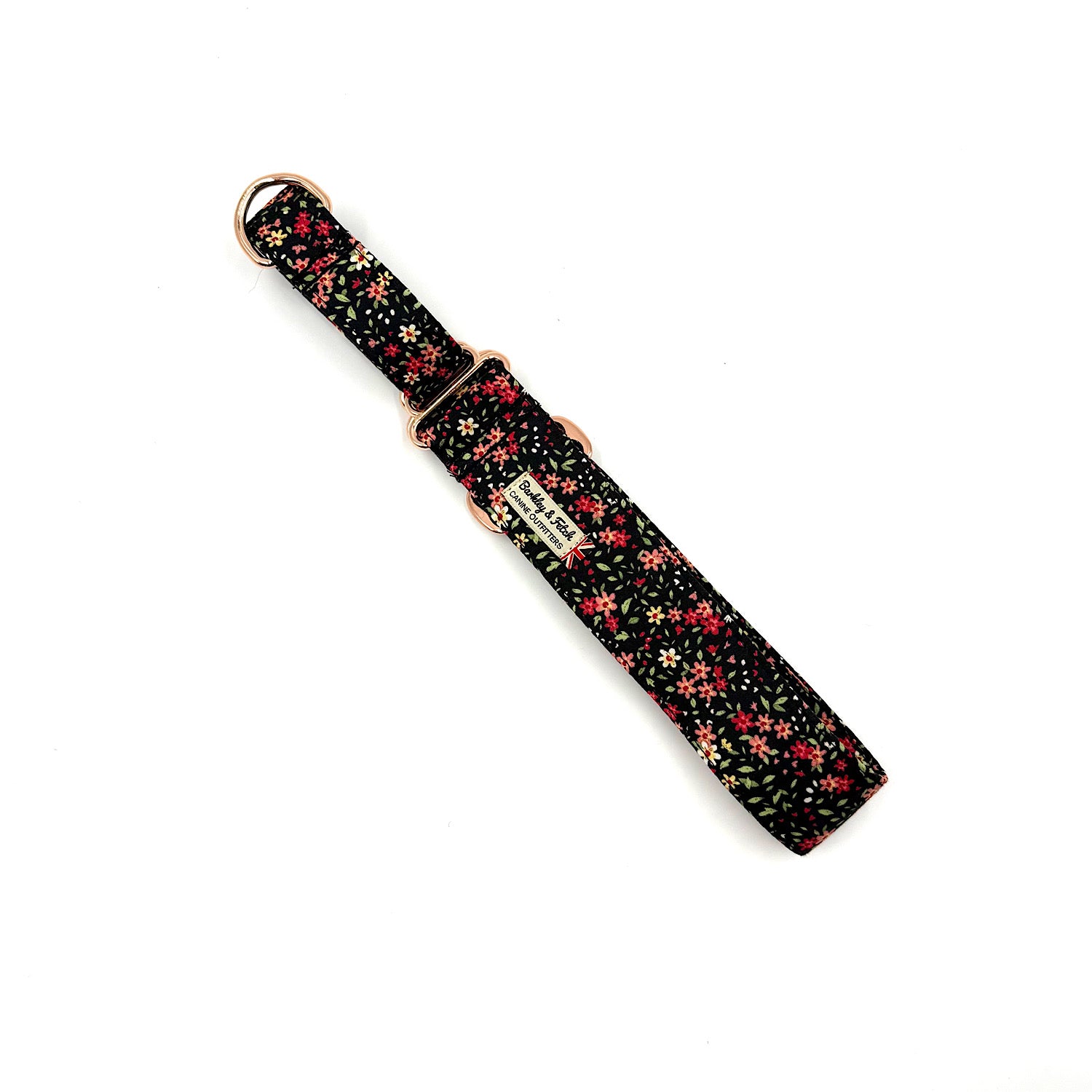 Floral-patterned dog collar on a white background handmade in UK by Barkley And Fetch